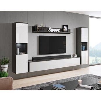 Obývacia stena SORIA XL antracitová/biela lesklá 1