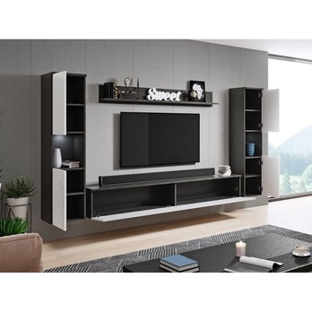 Obývacia stena SORIA XL antracitová/biela lesklá 2