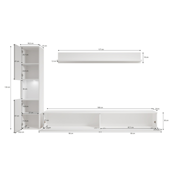 Obývacia stena SORIA biela/biela lesklá 3