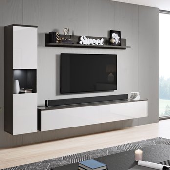 Obývacia stena SORIA antracitová/biela lesklá 1