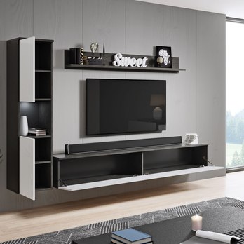 Obývacia stena SORIA antracitová/biela lesklá 2