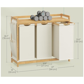 Kôš na bielizeň SORTER 1 krémová/bambus 2
