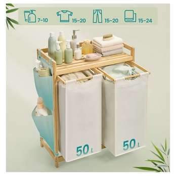 Kôš na bielizeň SORTER biela/bambus 3