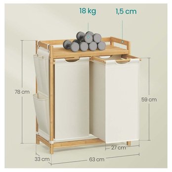 Kôš na bielizeň SORTER biela/bambus 4