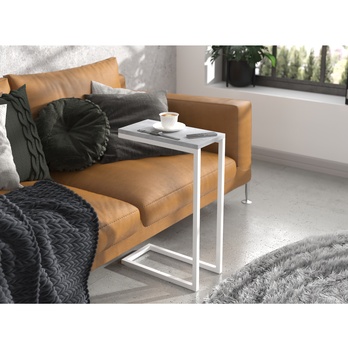 Prístavný stolík SPARK biela/betón 1