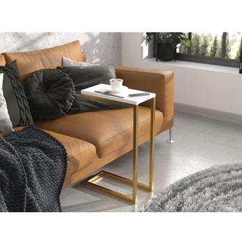 Prístavný stolík SPARK zlatá/biela 1