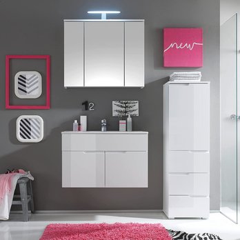 Umývadlová skrinka s umývadlom SPICE biela vysoký lesk 1