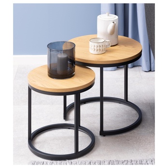 Prístavný stolík SPIRO 2 dub divoký/čierna, sada 2 ks 1