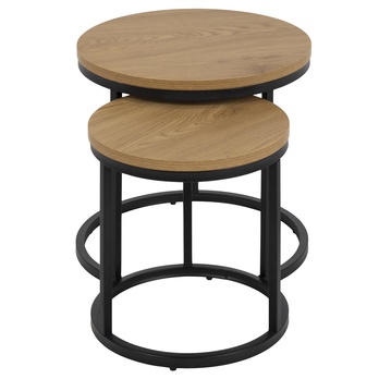 Prístavný stolík SPIRO 2 dub divoký/čierna, sada 2 ks 3