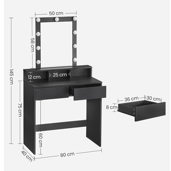 Toaletný stolík SPOCANE čierna 4