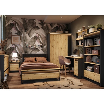 Komoda s osvetlením SPOT dub artisan/čierna 6