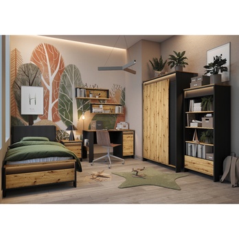 Nočný stolík s osvetlením SPOT dub artisan/čierna 7