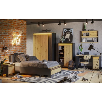 Nočný stolík s osvetlením SPOT dub artisan/čierna 8