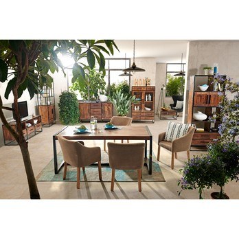 Regál SPRING akácia/kov, šírka 75 cm 1