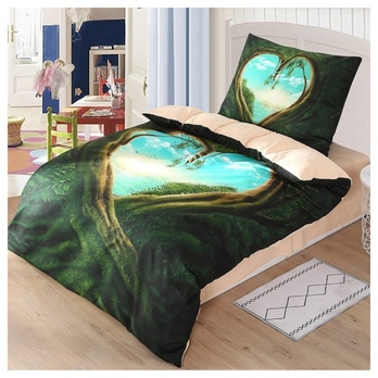 Posteľná bielizeň 3D SRDCE zelená, 70x90 a 140x200 cm 1