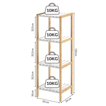 Regál  STANDING 3 bambus/biela 3