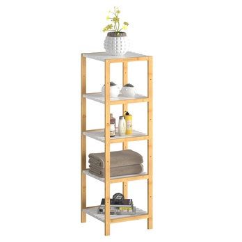 Regál  STANDING 4 bambus/biela 1