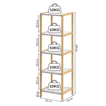 Regál  STANDING 4 bambus/biela 2