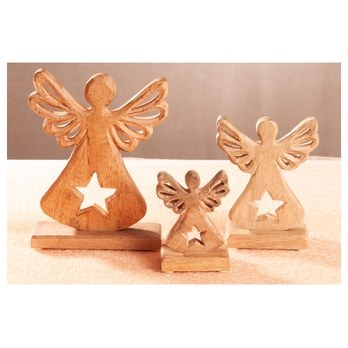 Dekorácia anjel STAR drevo, výška 12 cm 1