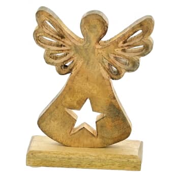 Dekorácia anjel STAR drevo, výška 17 cm 2