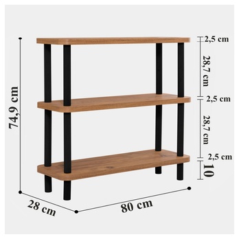 Regál STEP borovica atlantic/čierna 3
