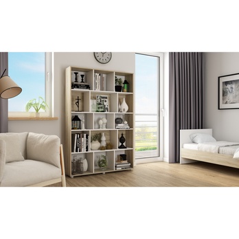 Regál STEVY dub sonoma/biela 1