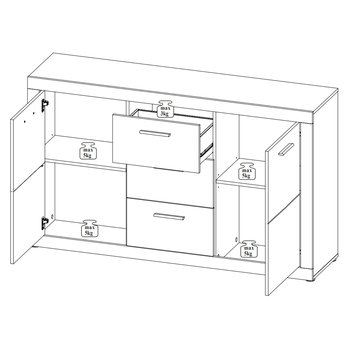 Komoda STONE 2 betón/biela 1