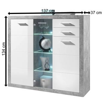 Komoda s LED osvetlením  STONE 3 betón/biela 3