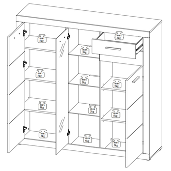 Komoda s LED osvetlením  STONE 3 betón/biela 1