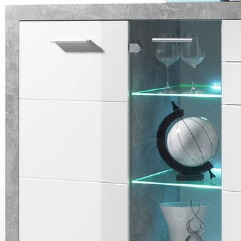 Komoda s LED osvetlením  STONE 3 betón/biela 2