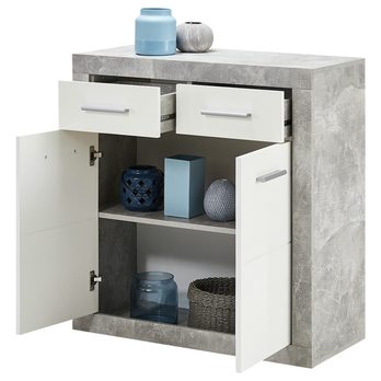 Komoda STONE 5 betón/biela 5