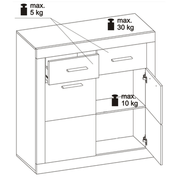 Komoda STONE 5 betón/biela 10