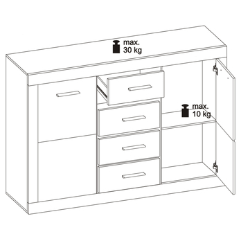 Komoda STONE 8 betón/biela 2
