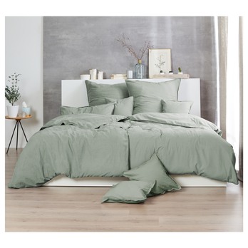 Posteľná bielizeň STONEWASHED olivová, 70x90 a 140x200 cm 1