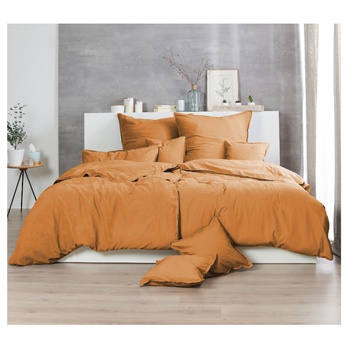 Posteľná bielizeň STONEWASHED medová, 2 ks 80x80 a 200x200 cm 1