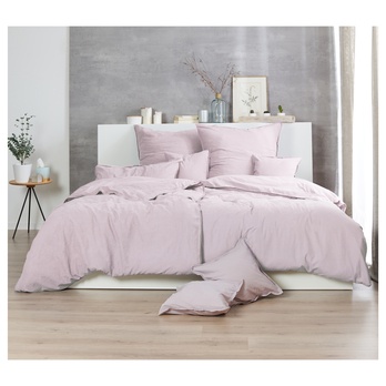 Posteľná bielizeň STONEWASHED ružová, 2 ks 80x80 a 200x200 cm 1