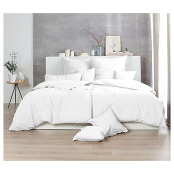 Posteľná bielizeň STONEWASHED biela, 2 ks 80x80 a 200x200 cm 1