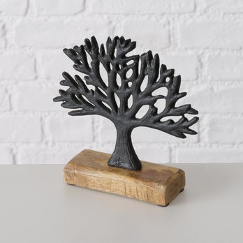 Dekorácia STROM LAPU mango/hliník, výška 28 cm 1