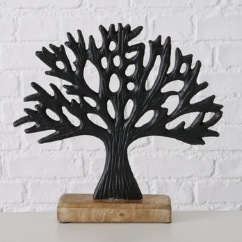 Dekorácia STROM LAPU mango/hliník, výška 28 cm 2