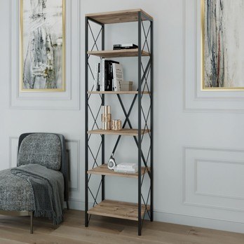 Regál SUADIYE borovica atlantská/čierna 1