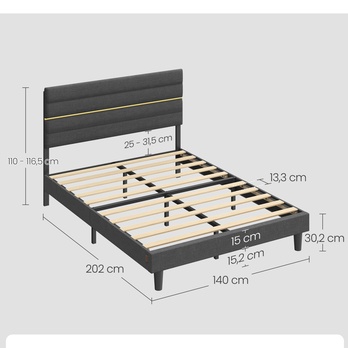Posteľ s roštom SUITA sivá, 140x200 cm 6