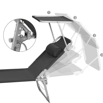 Záhradné ležadlo SUNSET čierna 2