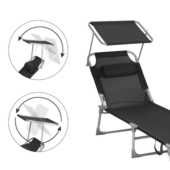 Záhradné ležadlo SUNSET čierna 3