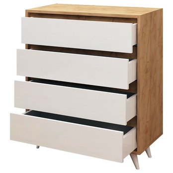 Komoda SUVERA biela/dub, šírka 70 cm 2