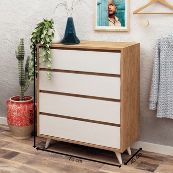 Komoda SUVERA biela/dub, šírka 70 cm 4