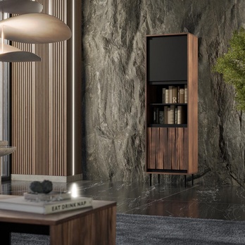 Vitrína SWANG-W-1 orech/čierna 1