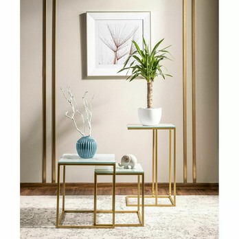 Prístavný stolík SYMPHUNY 2 biela/zlatá 1