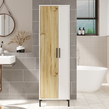 Vysoká kúpeľňová skrinka TABLERO orech/biela 3