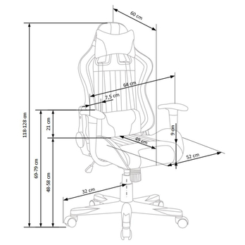 Herné kreslo TACARI sivá/tyrkysová 9