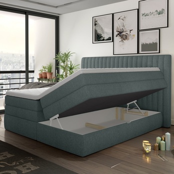 Posteľ boxspring TAIFA sivomodrá 160x200 cm 2